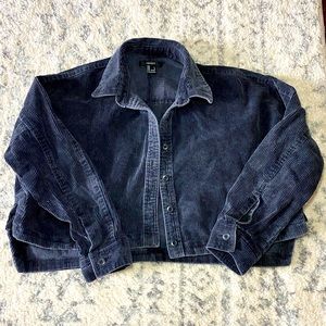 Cropped Corduroy Black Jacket, Forever21, Large, Women’s